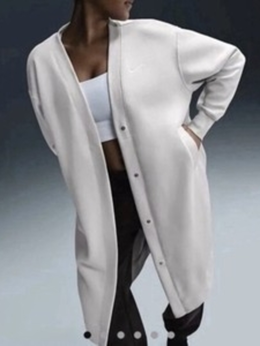 Nike White Oversized Snap-Front Trench Coat